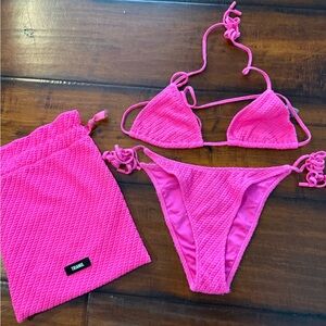 Triangl Pink Textured Bikini Set